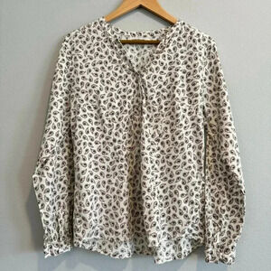 Nice Things Paloma S Button Up Blouse Ying Yang Print Long Sleeve V Neck 42